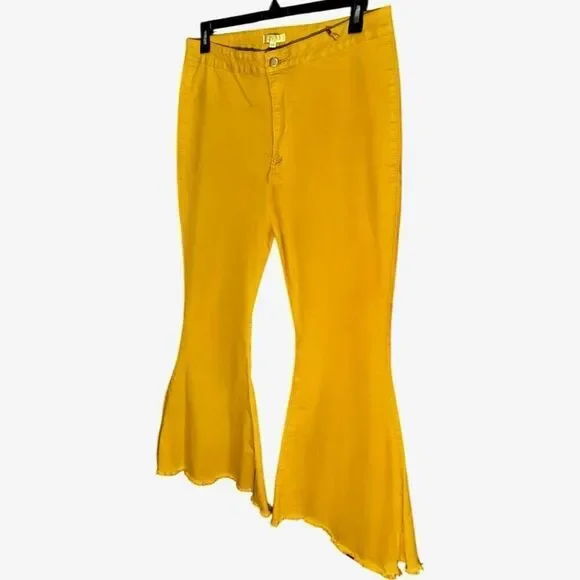 Mustard Yellow High Rise Flare Jeans | Stretch Boutique Denim | NWT | 16 - Picture 14 of 15